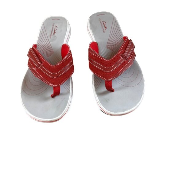Clarks Size 11 Slip On Womens Thong Sandal Red - Picture 9 of 9